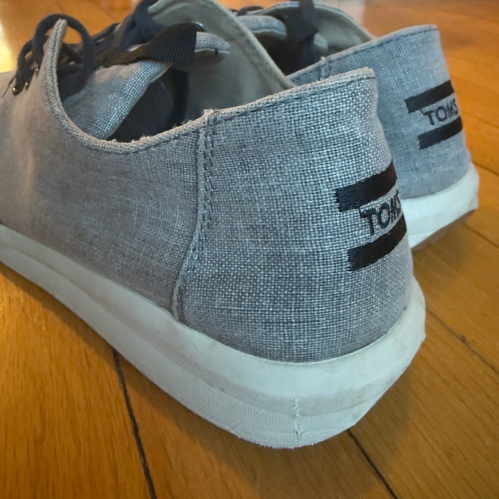 Toms Del Rey Mens Grey Chambray Linen Lace Up Sneakers Size 11 10011628 - Picture 8 of 12